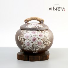 비채공방 옹기 하얀 장미 잡곡단지 5kg 현관 소금 항아리, 1개