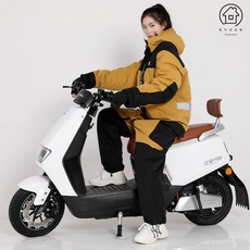 오토바이 방한복 겨울 패딩 일체형 방수 낚시 배달 우주복 작업복 라이딩 빅사이즈, 4XL, 옐로우고급형-기모-플레어+허리지퍼