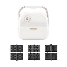 크로플 와플메이커 샌드위치 두꺼운 와플기계 와플기, 정오 화이트 스탠다드 (3 플레이트)