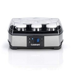 독일 요거트 메이커 Cuisinart 2 in 1 요구르트 및 크림 치즈 메이커 2 가지 온도 설정 요구르트 용 유리 용기 6 개 및 크림 치즈 및 리코 타용 체가있는 플라스틱 컵