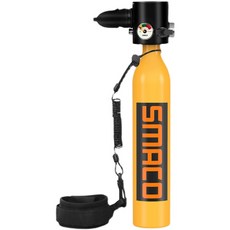 스코클 휴대용 산소 탱크 소형 공기통 스킨스쿠버, S300 형광 녹색 팽창식 약 10 분