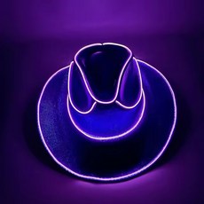스프링카 LED 조명 카우보이 카우걸 모자 빛나는 서양 진주빛 댄스 파티 원피스, [05] pueple, 1개