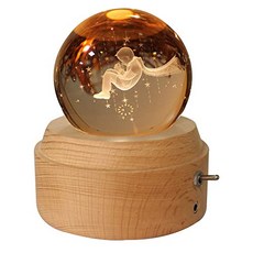 DGRENA 3D 수정 구슬 오르골 LED 야광 목재베이스 회전 야광 성실한 생일 선물 (Spirited Away (Spirited Away Little Prince), Spirited Away, Little Prince