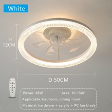 모던 스타일 Led 천장 실링팬 타프팬 선풍기 조명 백라이트 장식 침실 식당 거실 서재 원격 제어 소, 01 White_01 RC 카 dimmable
