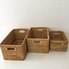 직사각 심플 라탄바구니 의류 소품 화장품 정리 수납, A.커스텀 렝스