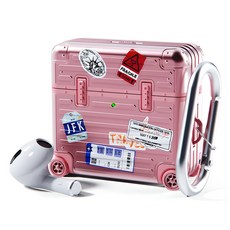 miak 行李箱造型耳機殼+貼紙 3種, AirPods 4, 玫瑰粉, 1組