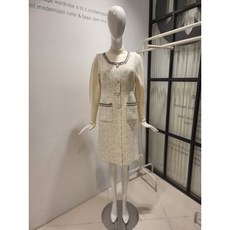[DEWL] 트리밍포인트 스퀘어넥 골드메탈사 뷔스티에 트위드원피스 D224MSE062(2767282)