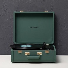 턴테이블 엘피판 옛날전축 레트로감성 미니lp 미국 크러슬리 레코드 플레이어 LP 축음기, 01 흑록색