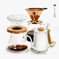 웨어드 핸드드립세트 티타늄 커피 드리퍼 스텐 필터, 로브패키지01세트 (하이브 슬릭실버), 로브 드립포트 (화이트)