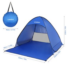자동 즉석 팝업 비치 텐트 야외 UV 차단 캠핑 낚시 카바나 쉘터, Royal Blue S