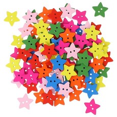 [단추]100Pcs Wooden Stars Button