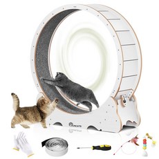 런캣 캣휠 롤러 실내사용 고양이 운동훈련 헬스 캣휠 원목색 다양한 크기, XL, 상아 흰색