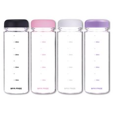 위드 국산 눈금보틀 트라이탄 물병 마이보틀 4P (블랙 핑크 화이트 파스텔 퍼플 1개씩), 4개, 500ml, 혼합