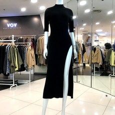 보브 딥 슬릿 골지 니트 롱 원피스 7119350204 뉴코아일산