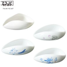 Z3JC 다하백자 다하 도자기 다도 쿵푸 다기 액세서리 다기 다기 다기 다주걱, 화이트+연꽃+연꽃+연못 각 1개, 1개
