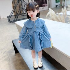 여아 춘추복 긴팔 원피스 베이비 프린세스 스커트 아동용 데님 스커트