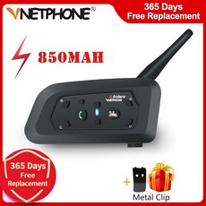 Vnetphone V6 오토바이 블루투스 1200M 헬멧 인터콤 6 라이더용 전이중 BT 무선 Motocicleta 인터폰 헤드셋 바이크 헬멧 인터컴, 1 Set V6_1