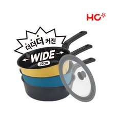 [해피콜] [본사직영]HC 플렉스팬 와이드 IH 22cm + 실리콘 멀티뚜껑 세트, 색상:매트블랙