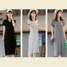 모모라 슬림한 활용하게 좋은 3만원대 선물 브이넥 반팔원피스 [3컬러] E-1685907