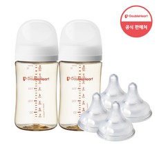 더블하트 모유실감 3세대 PPSU 베이직 트윈팩 240ml+젖꼭지(4입)