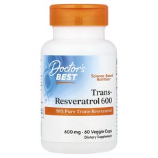 Doctor's Best 고효능 트랜스 레스베라트롤 600 600mg 베지 캡슐 60정, Doctor's Best 고효능 트랜스..., 1개