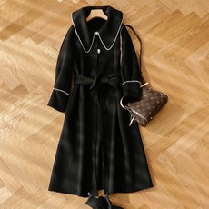 모레 수련함 온화한 솔리드 무지 오스트레일리아 양털 울 양면 나사 진주 플랫카라