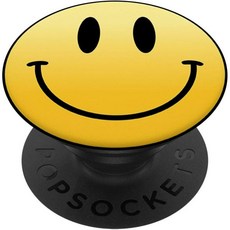 Emoji R Us Mr. Happy Smiley Smile Face Funny Humor 귀여운 긍정적인 웃음 팝소켓 팝그립 핸드폰과 태블릿을 위한 교환 가능한 그립, Black