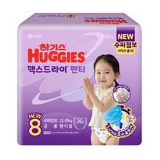 2024 하기스 맥스드라이 팬티 8단계 수퍼점보 공용 26매 1팩, 점보형(2XL)