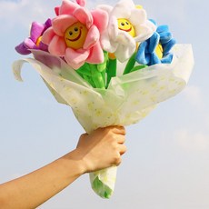 (5 세트) 토이웍스 두겹 스마일 꽃 인형 고급형 칼라랜덤 벌크, 5개