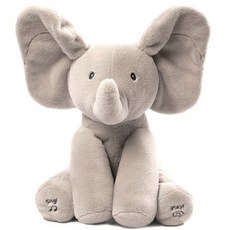 건드 노래하는 까꿍 코끼리 아기를 웃게 하는 신생아 선물 GUND Animated Flappy The Elephant Stuffed Animal Baby Toy, 회색
