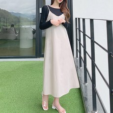 오키진 여성 로아 린넨 뷔스티에 롱원피스