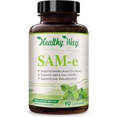 헬씨웨이 SAM-e 400mg 90정 2병 서포트 브레인 조인트 리버 헬씨 글루타치온 전구, 2개