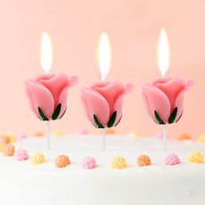 해피니스 장미꽃 생일초 3p 케이크 생일파티초, 3개