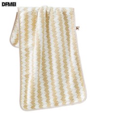 DFMEI 하트 코랄 타월 샤워타올 세안 모발 닦기 연한 스트라이프 순면보다 부드러운 흡수성 털 빠짐 없음, 노란색, 35X75, 1개
