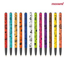 모나미 153 카툰 볼펜 0.5mm 1타, 1통, 버뮤다블루