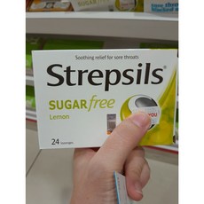 [말레이시아] Strepsils 스트렙실 인후통 완화 목캔디 사탕 슈가프리 레몬, 1개