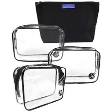JAVOedge JE 4 PCS 기본 번들 3 팩 클리어 PVC 지퍼 화장품 가방 (7.1 "X 2.1"× 5 ") 및 (1 팩) 지퍼 백