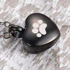 메모리얼스톤 고양이 강아지스톤 유골함 새겨진 심장 애완 동물 발 항아리 목걸이팔찌 심장 매력 기념 유골 항아리 목걸이팔찌 보석 제작 기념품 펜던트, 검정 pendant, 50cm, 1개