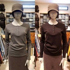[현대백화점][버커루] 여성 골지 슬림핏 헨리넥 티셔츠 (B205TS610P)