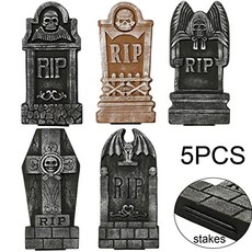 Sunnyglade 할로윈 잔디 마당 장식 5 조각 세트 할로윈 폼 RIP 묘지 삭제 표시, 본상품