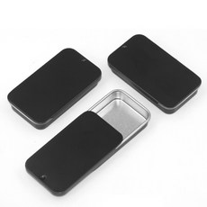 슬라이드 사각 틴 케이스 포카 실핀 면봉 책상 정리함, SILVER, 1개