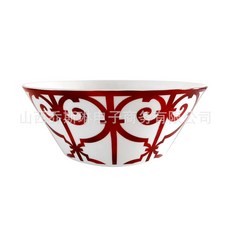 컵 본 차이나 플레이트 연철 세트 및 디너 커피 데일리 스낵 식기 유럽 세트 접시 세라믹, Red 6-inch bowl
