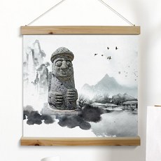데코밍샵패브릭족자_60CmX60Cm-한국전통_우드스크롤_패브릭아트, 2.까치와한국건축
