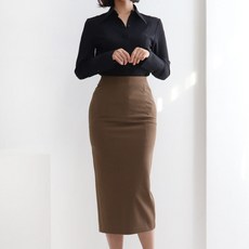 드뷰 하이웨스트 스판 H라인 롱스커트 스커트
