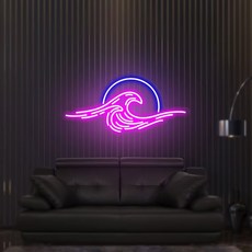 네온간판 일출 일몰 네온 사인 태양 파도 침실 산 LED 수제 장식, 01 16 inch, 07 Color 6