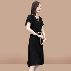 리얼 빅사이즈프릴원피스 여름 얇은 쉬폰 가리다 사타구니 허리보정 보여 슬림 작은 키 여성 소흑