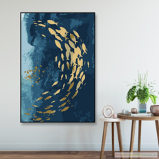 KangrongDIY 유화그리기 황금물고기 돈들어오는그림 대형 명화 취미 집순이, J + 50X70 cm