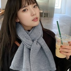 크루힐 남녀공용 니트 머플러 부드러운 심플 목도리