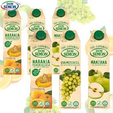 예이니식품 돈시몬 착즙 주스 오렌지1L 2개+백포도 모스카텔1L 2개+사과1L 2개 (총6개) 유튜브음료수생과일