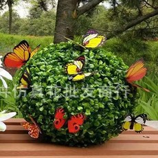 인공 녹색 식물 잔디 공 회양목 장식 발코니 마당 정원 웨딩, 2.Butterfly Ball, 1개, A.28cm